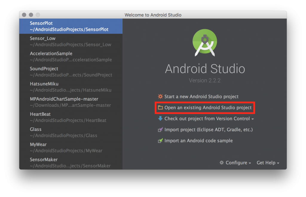 Androidstudioで既存のプロジェクトをインポートする Mio Yokohama